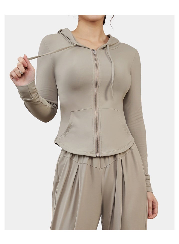 High Elastic Hoodie Yoga Jacket Women Spring Autumn Breathable Comfortable Thin Sport Coats Outdoor Running Cycling Fitness Top - Image 2