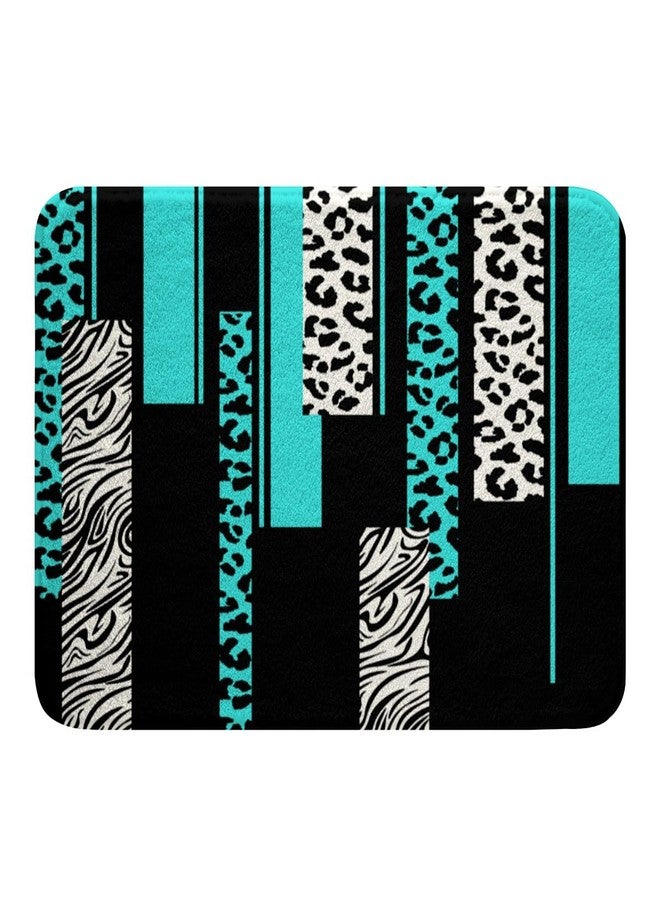 Feelyou Leopard Zebra Bathroom Rugs 20"x32" Cheetah Teal White Black Bath Rugs for Shower Tub for Animal Print Bath Mats for Bath Mats Non-Slip Safari Floor Doormats Geometric - Image 3