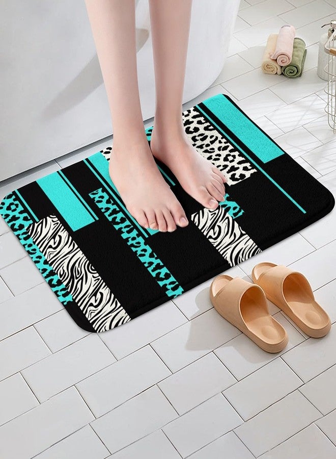 Feelyou Leopard Zebra Bathroom Rugs 20"x32" Cheetah Teal White Black Bath Rugs for Shower Tub for Animal Print Bath Mats for Bath Mats Non-Slip Safari Floor Doormats Geometric - Image 4