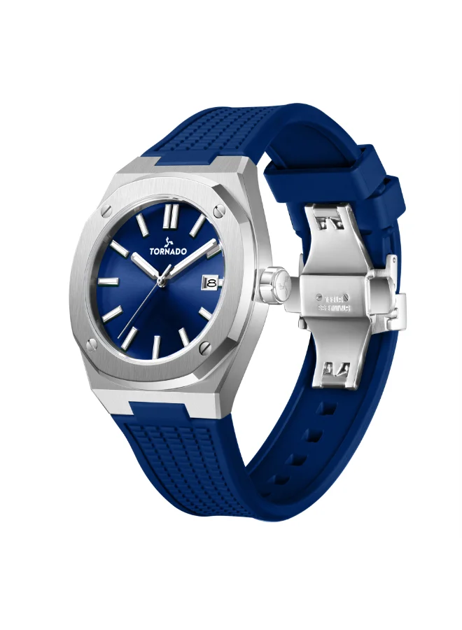 تورنيدو TORNADO Men's Analog with date Display Blue Dial Watch - T23003-SSNN