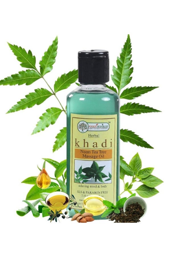 Khadi Rishikesh Ayurvedic Neem Tea Tree Body oil For Full Body Massage Oil,Unisex,Pain Relief Oil,Skin Glowing,Herbal Winter Massage Oil,SLS & Paraben Free-210Ml,WITH HAIR COMB FREE - Image 1
