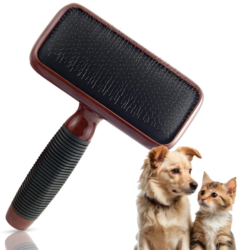 Kenchii Slicker Brush for Dogs, Professional Dog Grooming Brush for Loose Fur, Tangles, Long Short Haired, Stainless Steel Pins, Maplewood Handle, Large - Image 1