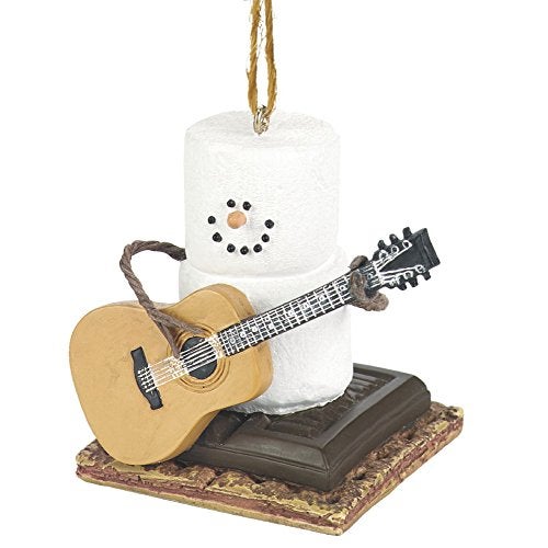 Midwest CBK Snowman Ornament - Marshmallow Snow Man Playing Guitar On S'mores Chocolate and Graham Cracker - Holiday Christmas Tree Decor - Image 4