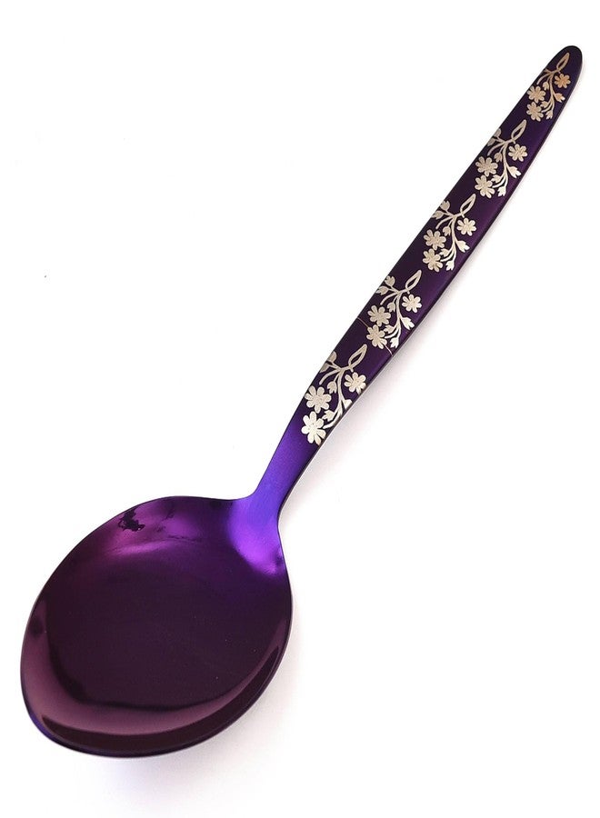 BNAZIND Kunz Purple Spoon | 18/10 Stainless Steel Titanium Shiny Basting Spoon | 9 Inches Plating Daily Chef Quenelle Serving Spoons - Image 3