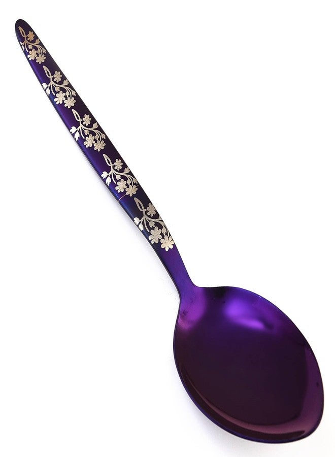 BNAZIND Kunz Purple Spoon | 18/10 Stainless Steel Titanium Shiny Basting Spoon | 9 Inches Plating Daily Chef Quenelle Serving Spoons - Image 4