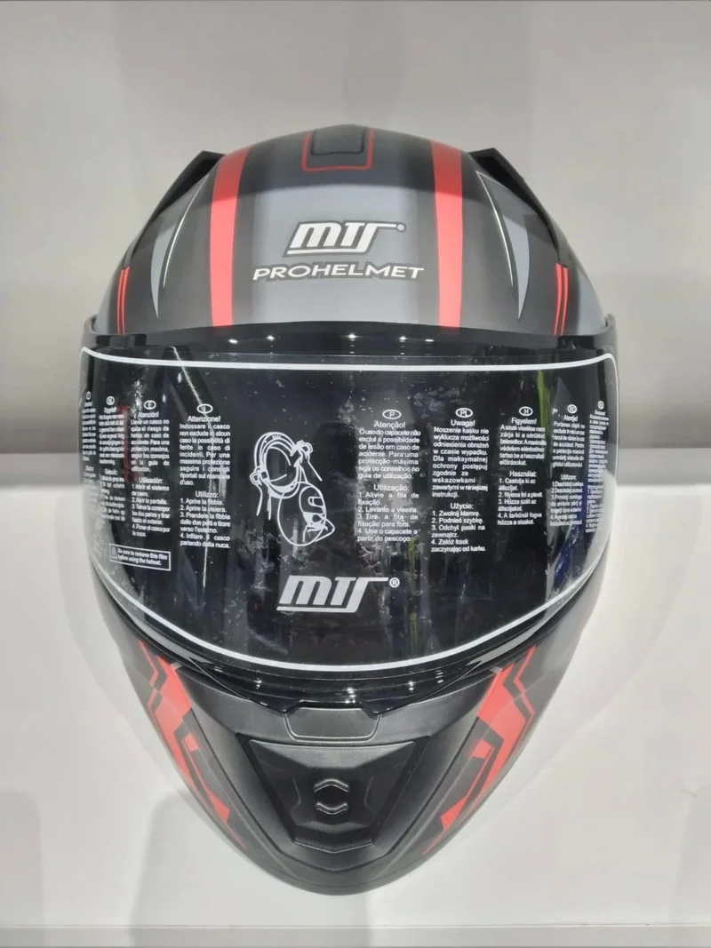 MTS Helmet Pro 801 Twılgh with Sunglasses Matte Grey/red