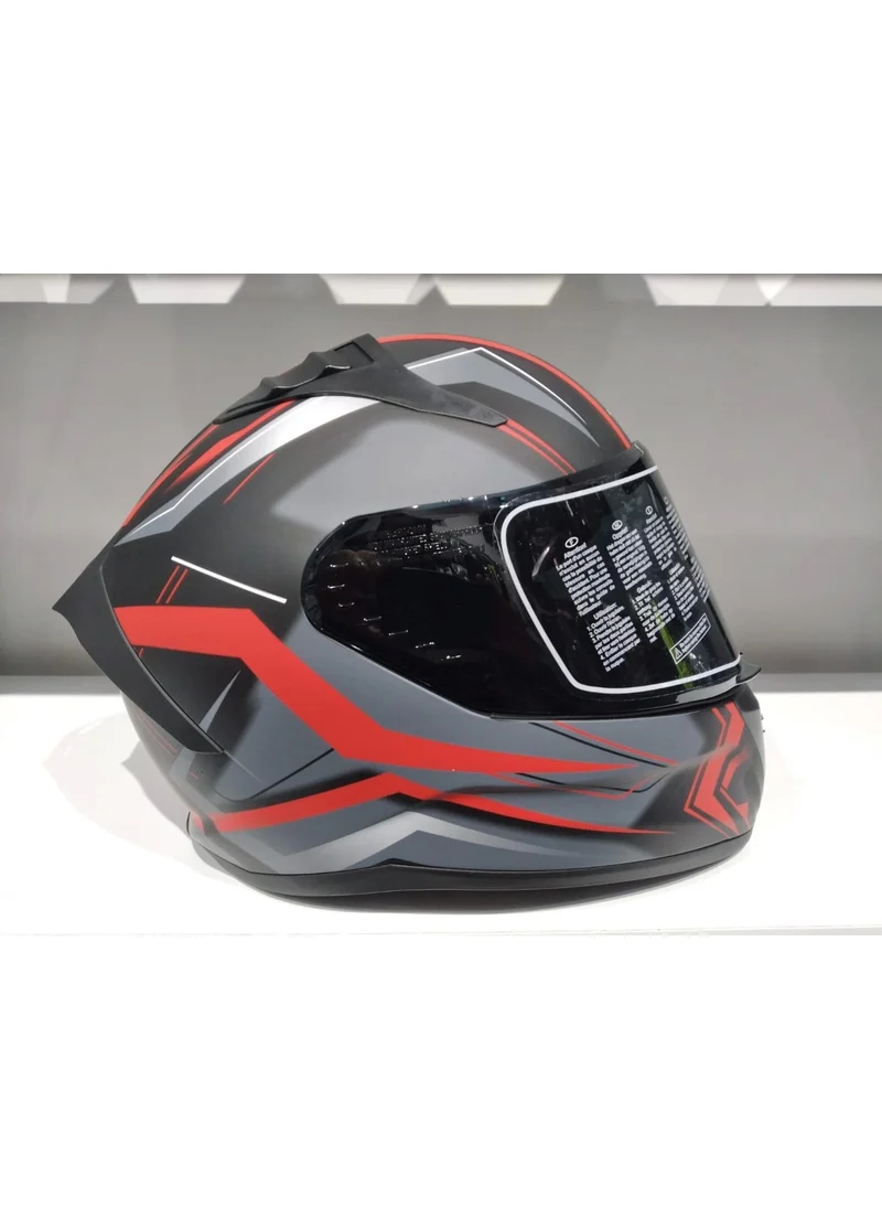 MTS Helmet Pro 801 Twılgh with Sunglasses Matte Grey/red