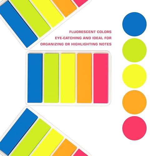 Cubic Transparent 5-Color Plastic Flag Sticky Notes | Pack of 5 (100 Sheets Each) | Bright & Durable PET Page Markers for Indexing, Bookmarking & Organizing | Strong Adhesive & Easy Peel-Off - Image 4