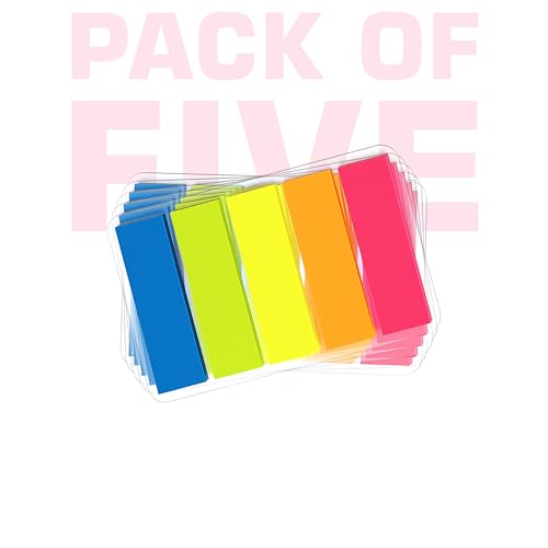 Cubic Transparent 5-Color Plastic Flag Sticky Notes | Pack of 5 (100 Sheets Each) | Bright & Durable PET Page Markers for Indexing, Bookmarking & Organizing | Strong Adhesive & Easy Peel-Off - Image 2