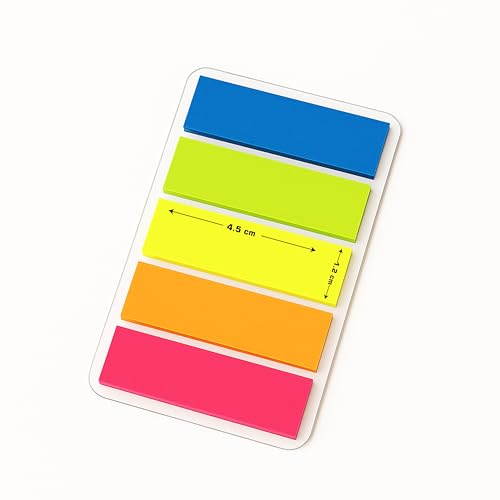 Cubic Transparent 5-Color Plastic Flag Sticky Notes | Pack of 5 (100 Sheets Each) | Bright & Durable PET Page Markers for Indexing, Bookmarking & Organizing | Strong Adhesive & Easy Peel-Off - Image 3