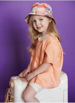 Mater&ME Mater&ME Summer Suit, Pajamas for Girls, 100% Breathable Cotton Poplin, Lightweight, Designer Print, Elegant Apricot Color, Premium Detailing  - Image 2