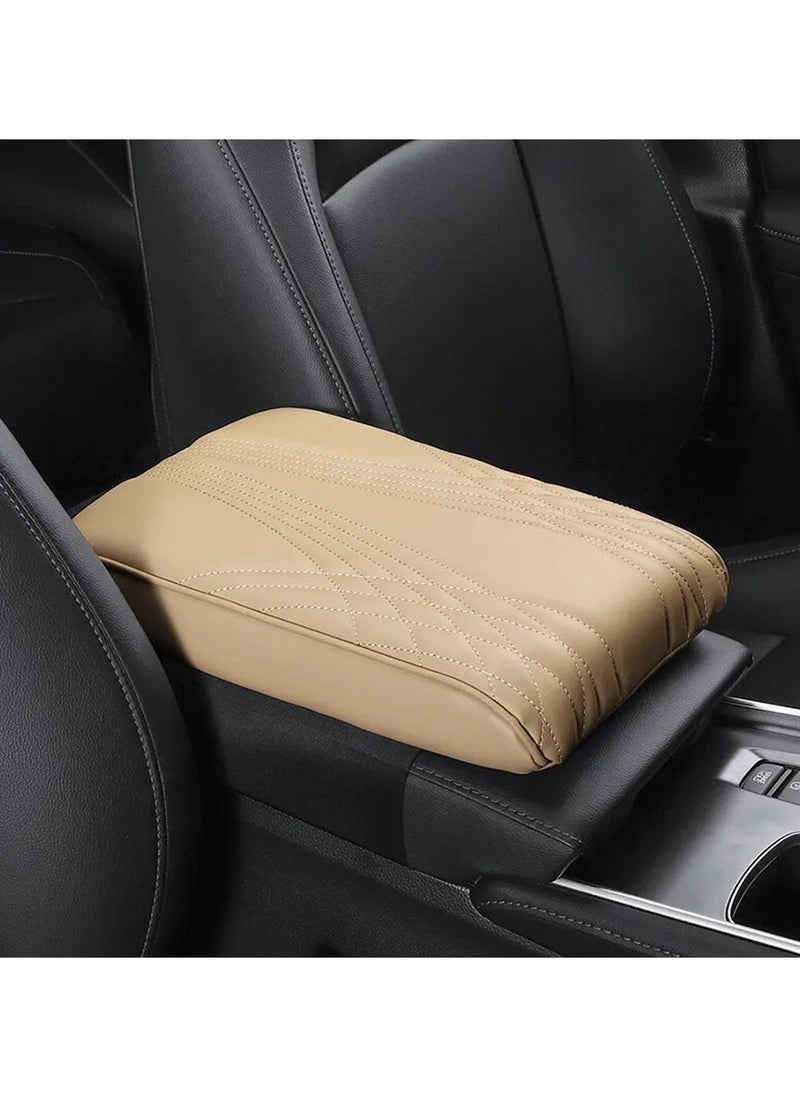 3XR Car Arm Rest Pad Cover Handrail Pad, Car Center Console Armrest Cushion With Mobile Pocket For LAND CRUISER,PATROL and GMC 5412 beige  - Image 1