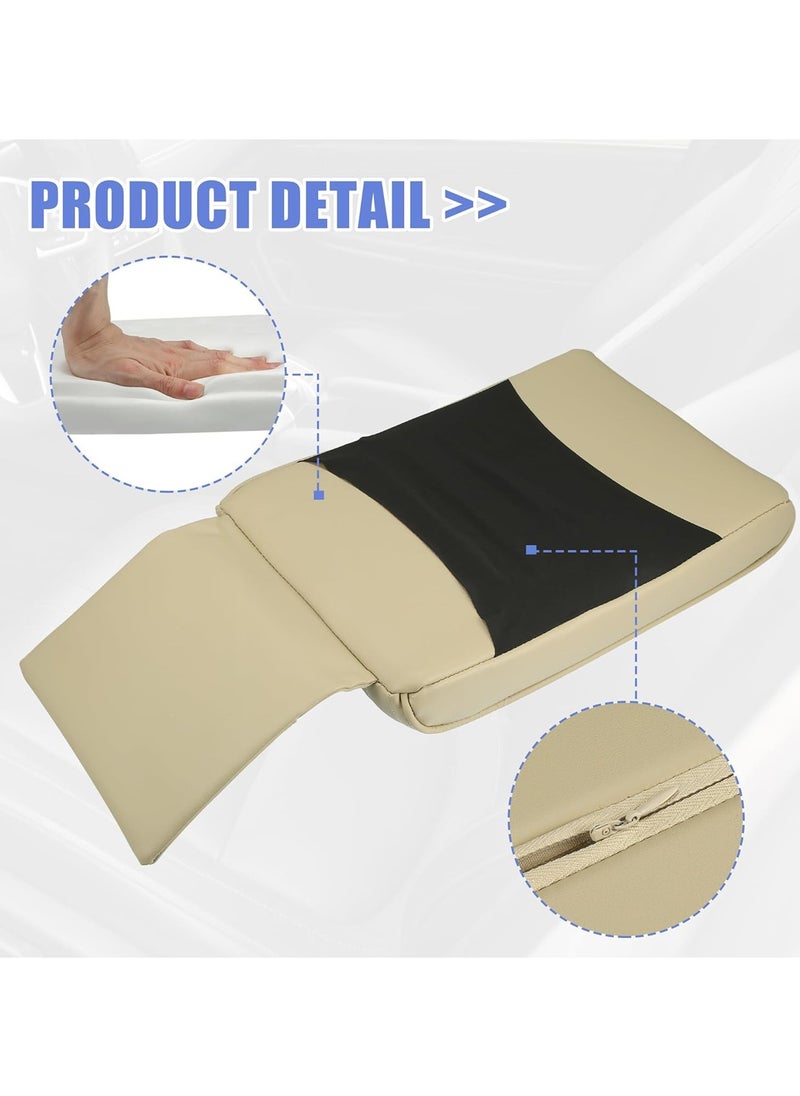 3XR Car Arm Rest Pad Cover Handrail Pad, Car Center Console Armrest Cushion With Mobile Pocket For LAND CRUISER,PATROL and GMC 5412 beige  - Image 4