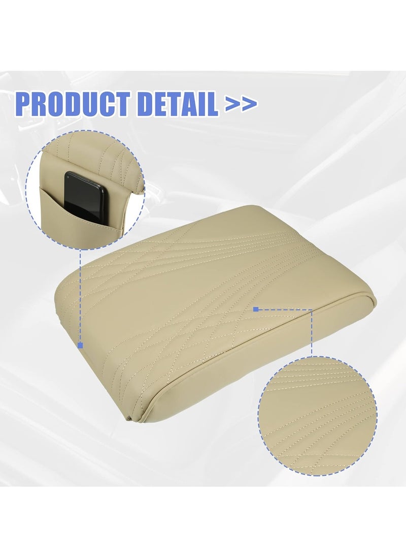 3XR Car Arm Rest Pad Cover Handrail Pad, Car Center Console Armrest Cushion With Mobile Pocket For LAND CRUISER,PATROL and GMC 5412 beige  - Image 3