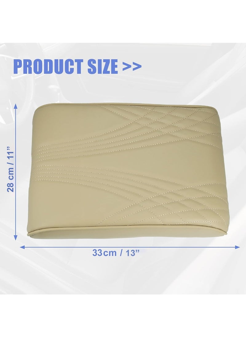 3XR Car Arm Rest Pad Cover Handrail Pad, Car Center Console Armrest Cushion With Mobile Pocket For LAND CRUISER,PATROL and GMC 5412 beige  - Image 5
