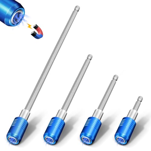 BLACKROBOT 4-Piece Drill Bit Extension Set, Magnetic Quick Change Impact Bit Holder in 2.5", 4", 6", 12" Sizes, for 1/4" Hex Drives, CR-V Steel, Ideal for Screwdriver Bits, Nuts, Drills - Image 1