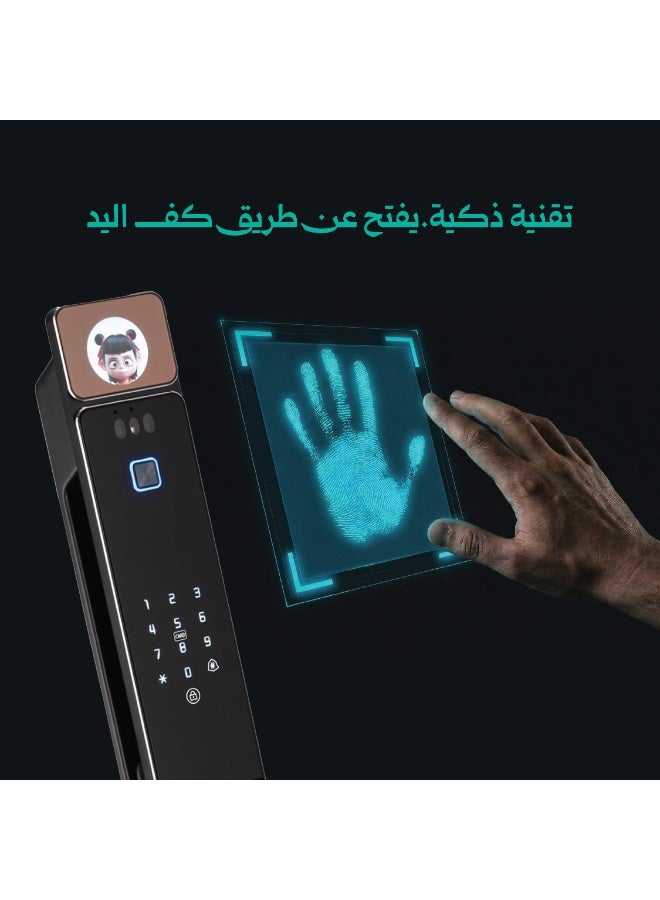 EVOCX Smart Door Lock with Camera, Stylish Black, AI Technology, 3D Palm and Face Recognition, WiFi Video Calling, Works on Tuya App and Smart Life Control, for Home, Office, Apartment, 8 Ways Entry - Image 4