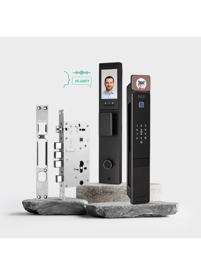 EVOCX Smart Door Lock with Camera, Stylish Black, AI Technology, 3D Palm and Face Recognition, WiFi Video Calling, Works on Tuya App and Smart Life Control, for Home, Office, Apartment, 8 Ways Entry - Image 2