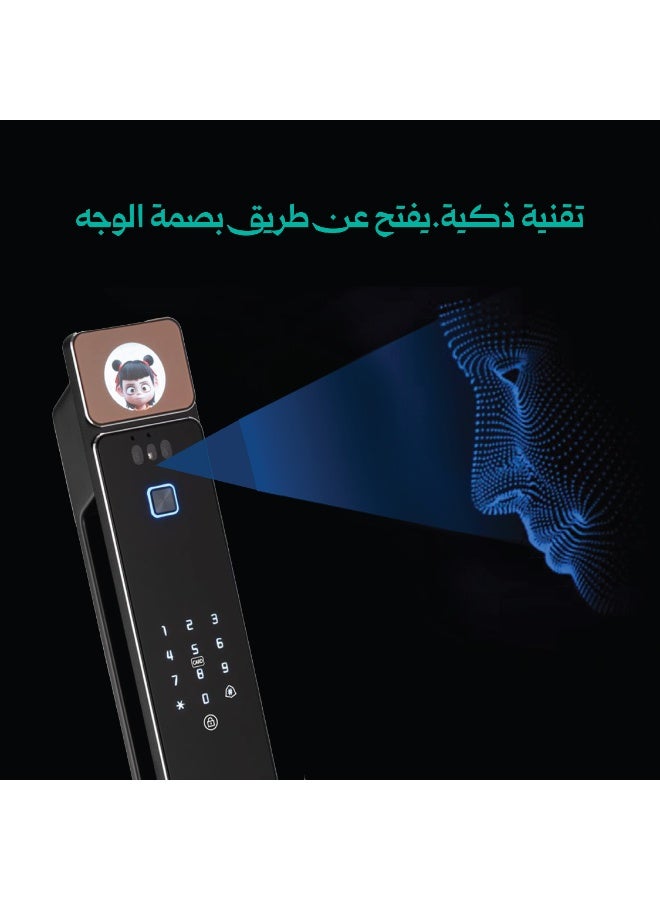 EVOCX Smart Door Lock with Camera, Stylish Black, AI Technology, 3D Palm and Face Recognition, WiFi Video Calling, Works on Tuya App and Smart Life Control, for Home, Office, Apartment, 8 Ways Entry - Image 5