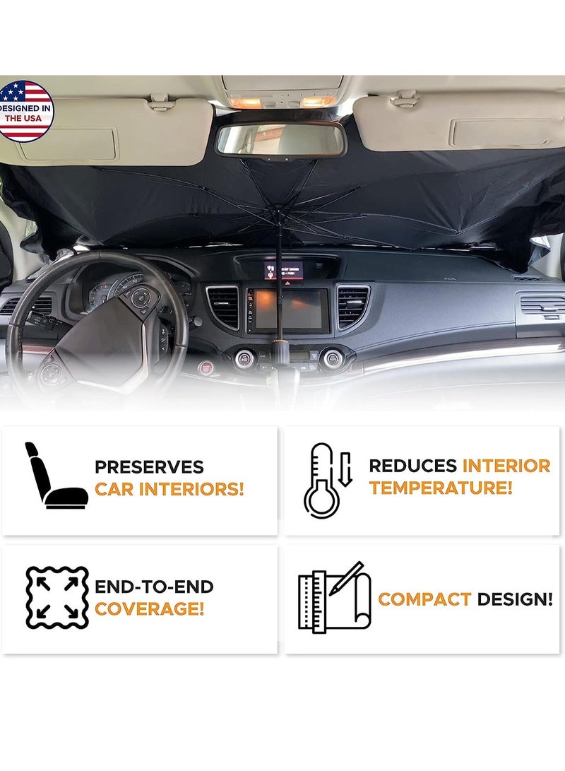 ELTRAZONE Car Windshield Sunshade | Foldable Reflector Umbrella Sunshade for Cars, Blocks UV Rays Sun Visor Protector Sunshade to Keep Your Vehicle Cool and Damage Free - Image 2