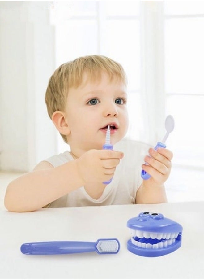 MIXDE - 9-Piece Early Education Brushing Toys, Children Role Play Toy Crocodile Early Education Cartoon Tooth Brushing Model  Dentist Game for Kids Classroom - Image 1