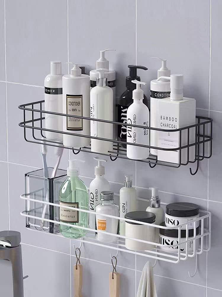 Gopendra Shower Caddy with Detachable Towel Bar, Multi-Purpose Bathroom Organiser Shelf for Kitchen Toilet, Wall Mounted (AV 218 Self with Hook) - Image 4
