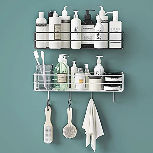 Gopendra Shower Caddy with Detachable Towel Bar, Multi-Purpose Bathroom Organiser Shelf for Kitchen Toilet, Wall Mounted (AV 218 Self with Hook) - Image 3