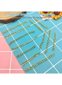 Oubaka 100Pcs Necklace Chain Extender For Jewelry Making Stainless Steel Bracelets Extender Bracelet Chain Extender Chain Extension Tails For Necklaces Bracelet Anklets Jewelry Making Supplies(Gold)  - Image 2