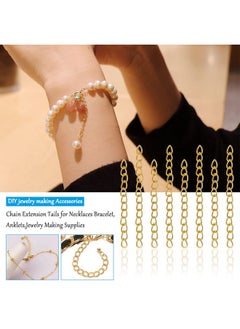 Oubaka 100Pcs Necklace Chain Extender For Jewelry Making Stainless Steel Bracelets Extender Bracelet Chain Extender Chain Extension Tails For Necklaces Bracelet Anklets Jewelry Making Supplies(Gold)  - Image 3