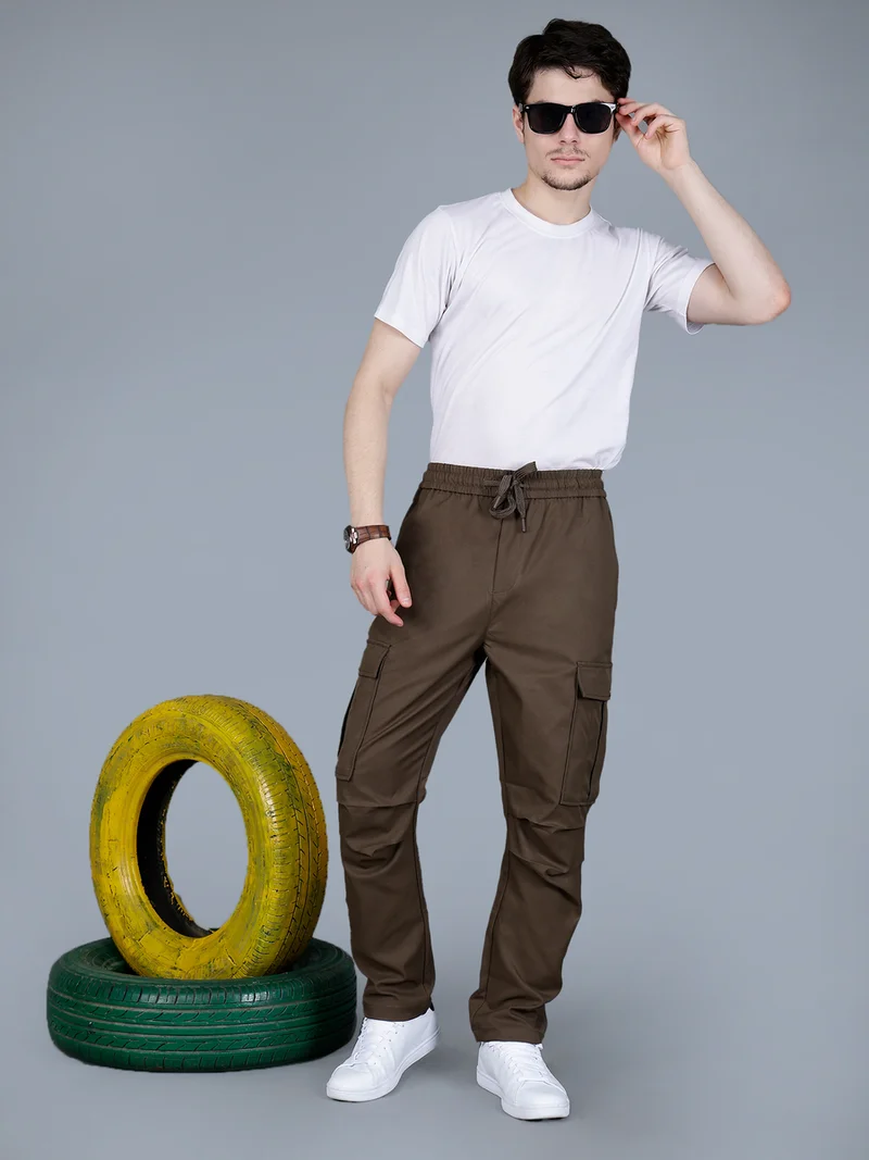 فورت كولينز بنطلون كارجو رجالي سادة مع رباط