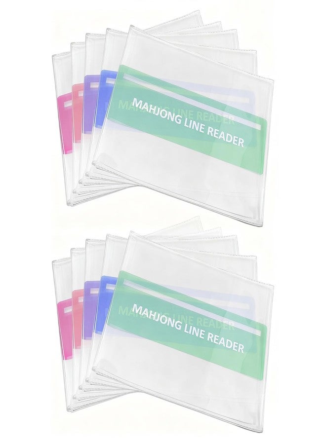Joworthy 10 Sets Mahjong Card Sleeve Positioning Set, Including 5 Pcs Transparent Protective Sleeves and 5 Pcs Line Finders for Card Protection and to Quickly Identify Winning Numbers, Easy to Fold - Image 1