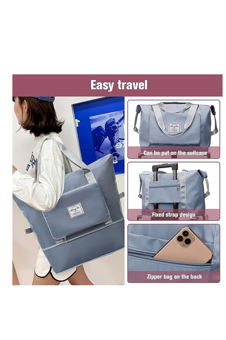 Large Capacity Foldable Expandable Lightweight Waterproof Oxford Cloth Travel Bag - Green - Image 2