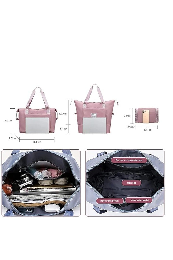 Large Capacity Foldable Expandable Lightweight Waterproof Oxford Cloth Travel Bag - Green - Image 3