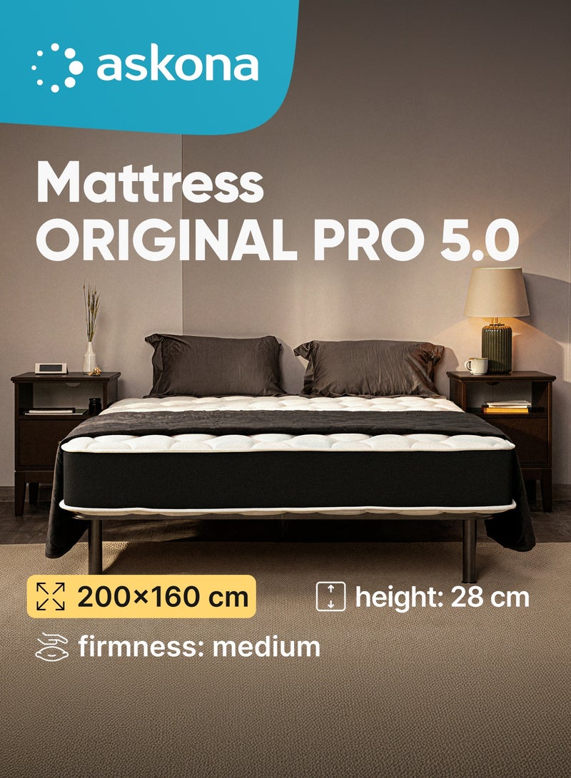 Askona Mattress ORIGINAL PRO 5.0 with Memory Foam / Elastic latex foam / Felt 200x160x28 cm (LxWxH) - Image 1