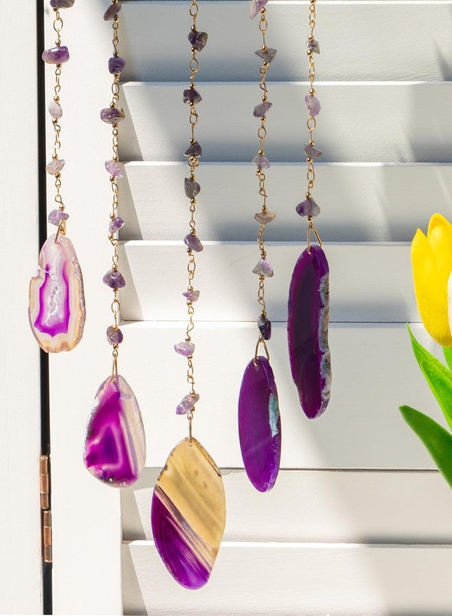 Dreamsum Purple Tree of Life Dream Catchers with Agate Pendant Natural Dream Catchers for Aunt Wall Decor Handmade Dreamcatcher Wall Hanging Ornament for Bedroom Living Room Home Decor - Image 4