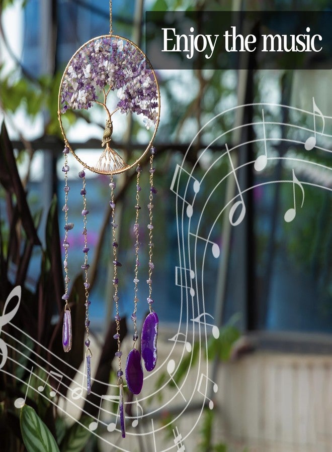 Dreamsum Purple Tree of Life Dream Catchers with Agate Pendant Natural Dream Catchers for Aunt Wall Decor Handmade Dreamcatcher Wall Hanging Ornament for Bedroom Living Room Home Decor - Image 5