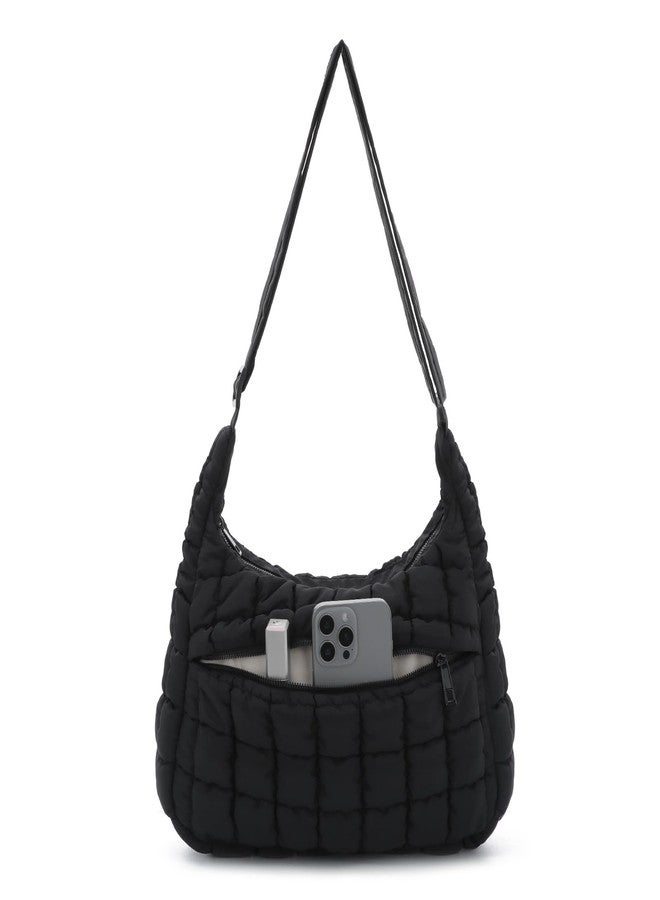 Fecialy Quilted Puffy Crossbody Bag for Women Lightweight Nylon Hobo Shoulder Bag Soft Puffer Handbag Cute Daily Purse - Image 1