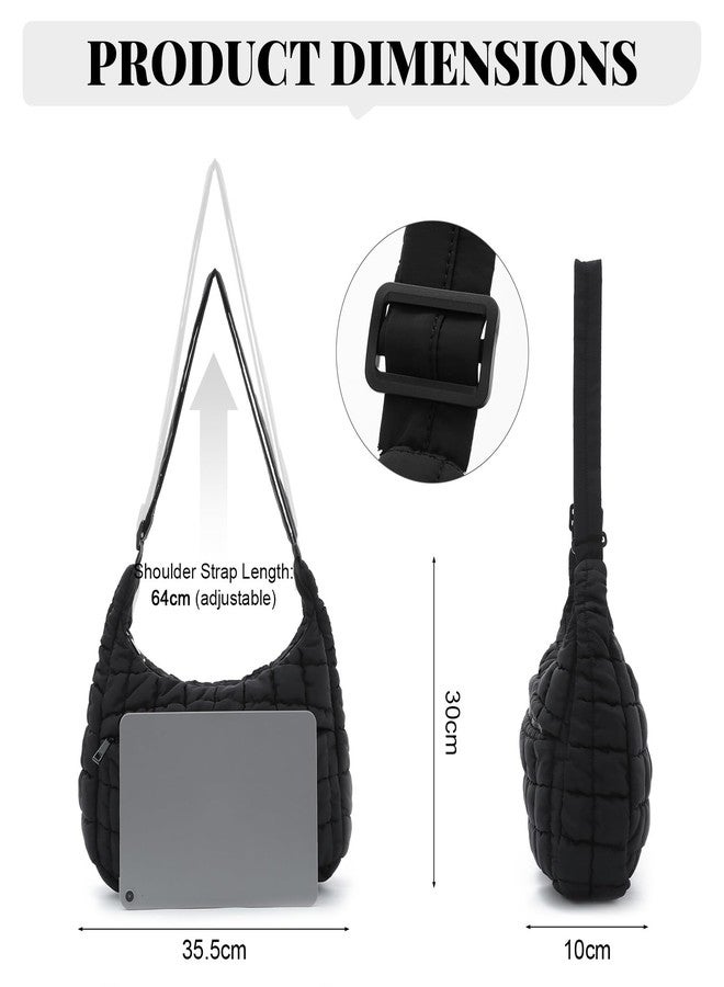 Fecialy Quilted Puffy Crossbody Bag for Women Lightweight Nylon Hobo Shoulder Bag Soft Puffer Handbag Cute Daily Purse - Image 4