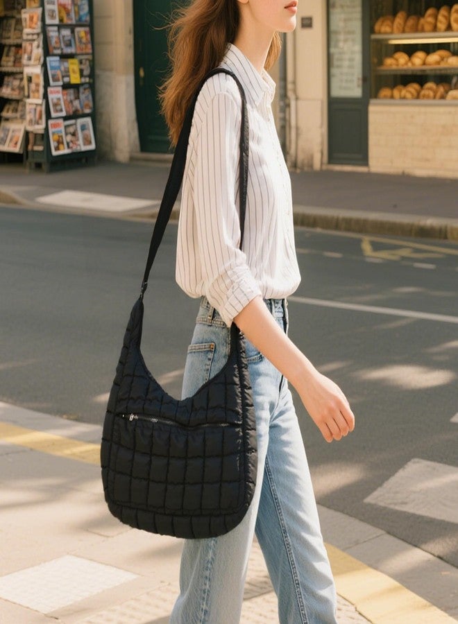 Fecialy Quilted Puffy Crossbody Bag for Women Lightweight Nylon Hobo Shoulder Bag Soft Puffer Handbag Cute Daily Purse - Image 2