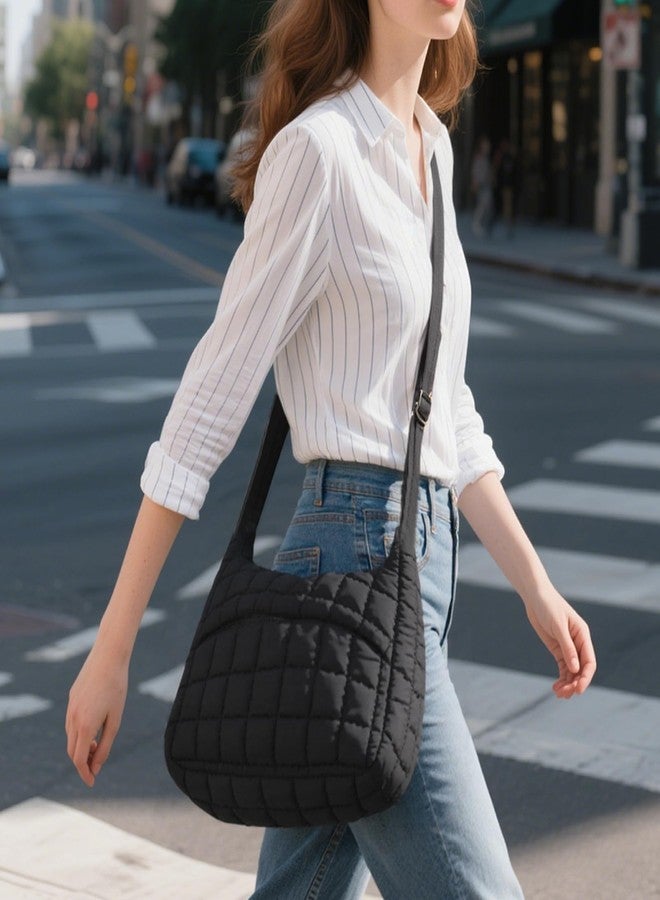 Fecialy Quilted Puffy Crossbody Bag for Women Lightweight Nylon Hobo Shoulder Bag Soft Puffer Handbag Cute Daily Purse - Image 3