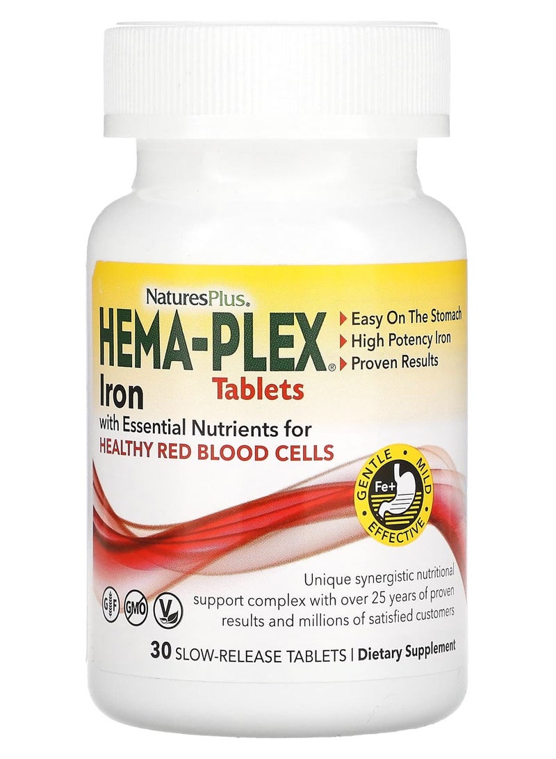 هيما بليكس، الحديد مع العناصر الغذائية الأساسية لخلايا الدم الحمراء الصحية، 30 قرصًا بطيئًا الإطلاق