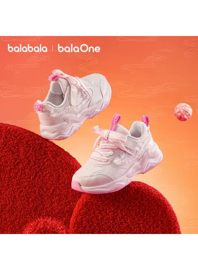 Balabala Girls' Sports Shoes  Spring Autumn New Breathable Running Shoes Baby Shoes Red Sweet Non-slip