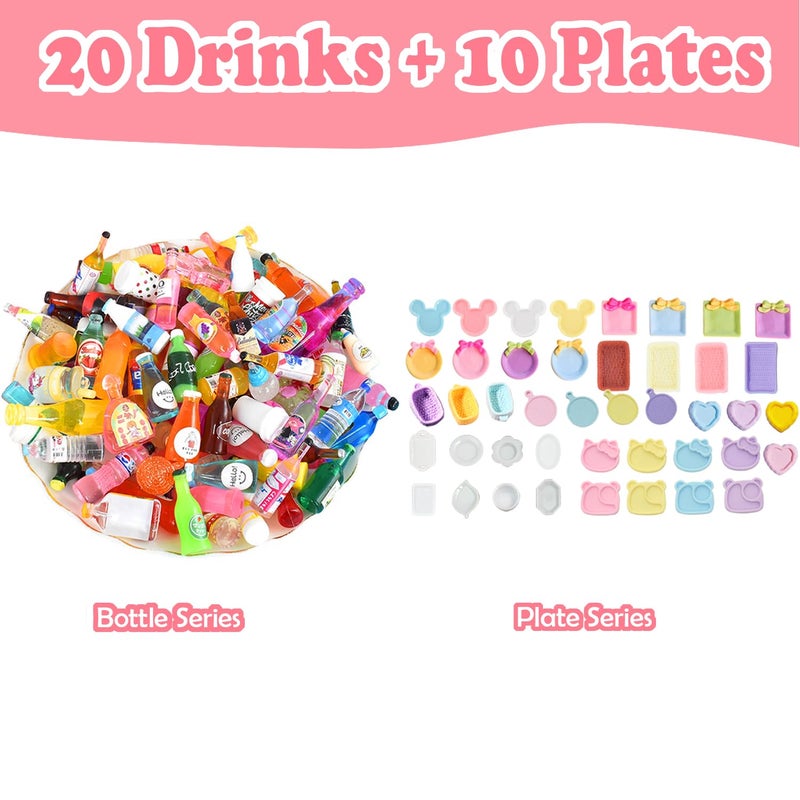 Daniel Axel 150Pcs Miniature Food Drinks Bottles Dollhouse Accessories 1:12 Mini Stuff Things Toy Set Dollhouse Pretend Kitchen Play Game Tiny Baking Hamburger Bread Ice Cream Cake Tableware - Image 5