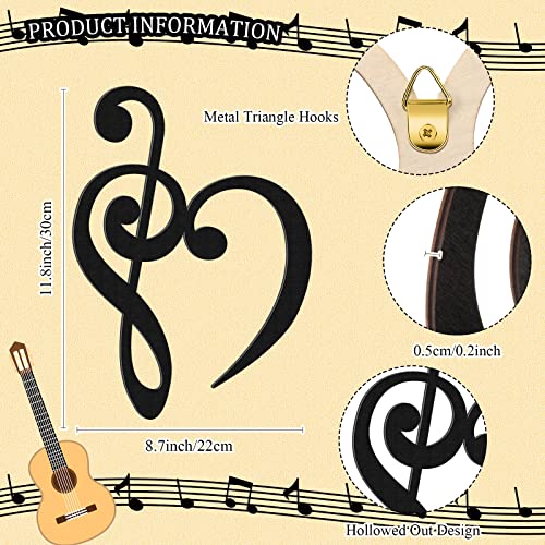Amyhill Wooden Wall Decoration Heart Music Musical Notes Wall Ornament Music Symbol Hanging Sign Aesthetic Art for Home Wedding Present Bedroom Living Dining Room - Image 3