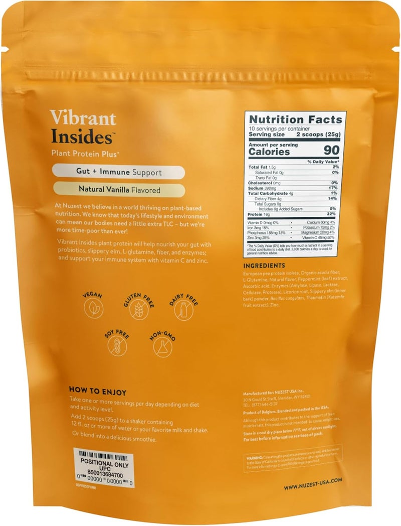 Nuzest Protein Plus  Vibrant Insides  Vanilla  Gut Health Digestion and Immune Support  Vitamins and Minerals  88oz 250g 10 Servings - Image 2