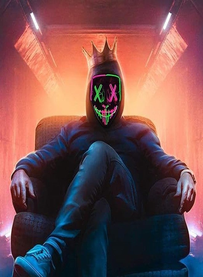 NeoGenius LED Light Up Mask for Halloween, Neon, and Bachelor Party Decoration (Green Pink) - Image 5