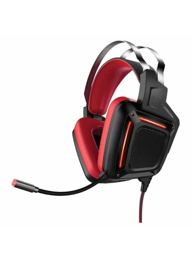 PROMATE Karma Dynamic Audio Immersive Over-Ear USB Wired Gaming Headset -Red  - Image 1