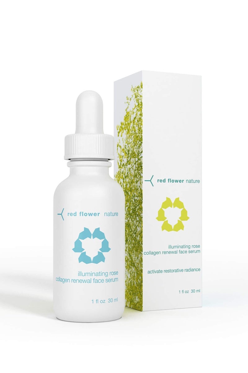 Red Flower Illuminating Rose Collagen Renewal Face Serum  Whole Rose Essential Oil Cloudberry  Raspberry Extract  Hydrating Firming  AntiAging Serum  Vegan  Organic Skincare  1 fl oz
