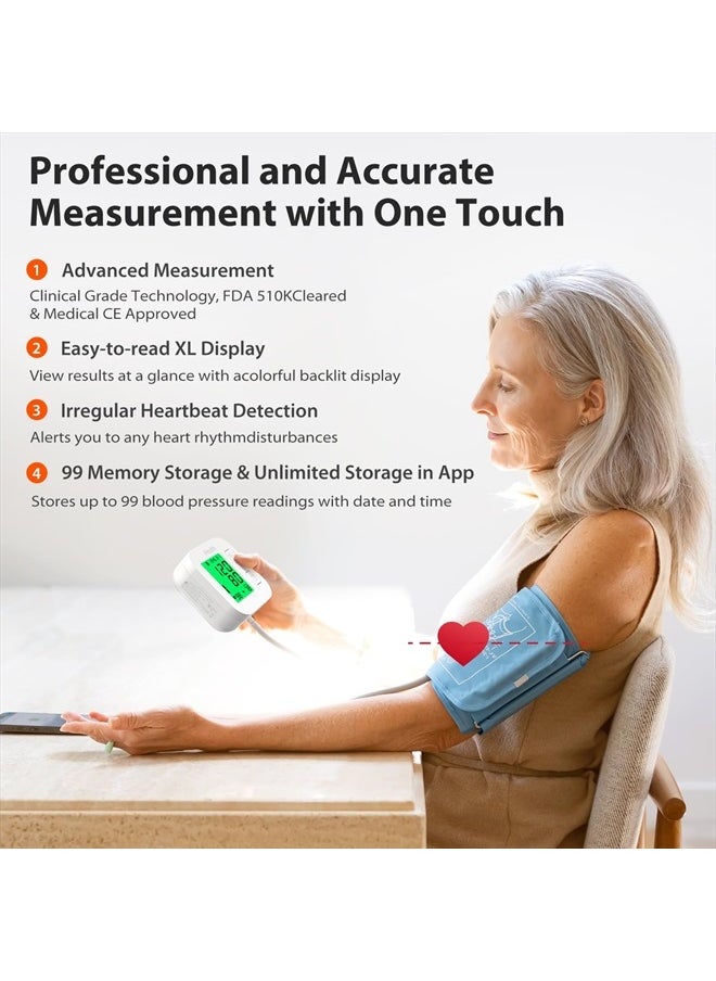 iHealth - Track Smart Upper Arm Blood Pressure Monitor with Wide Range Cuff Standard To Large Adult Arms, Bluetooth Compatible for iOS & Android Devices - Image 1
