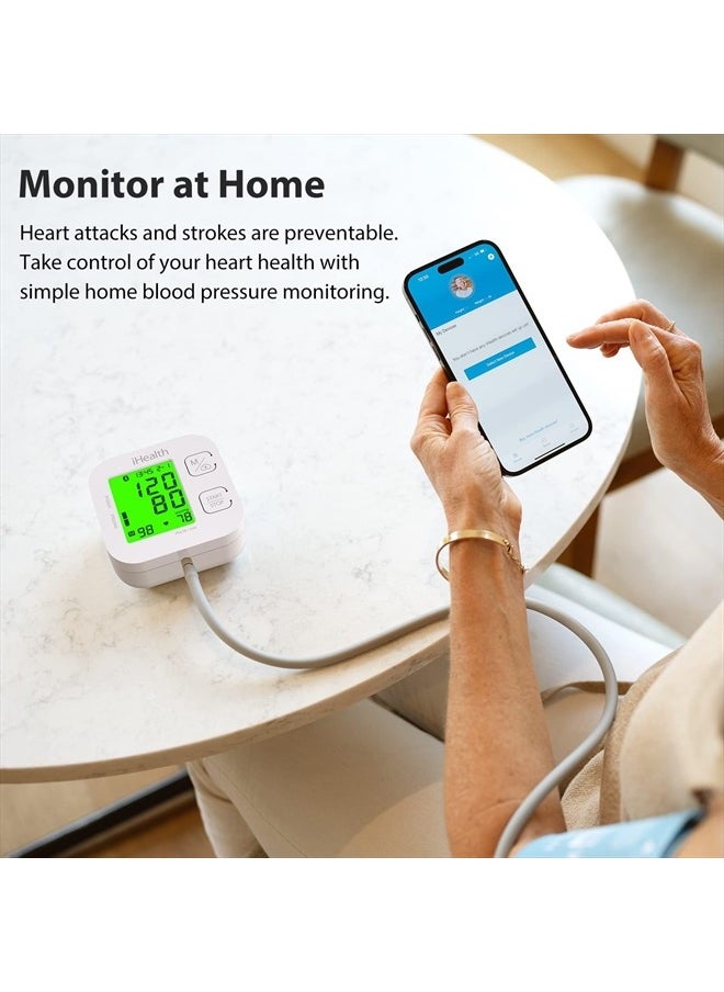 iHealth - Track Smart Upper Arm Blood Pressure Monitor with Wide Range Cuff Standard To Large Adult Arms, Bluetooth Compatible for iOS & Android Devices - Image 1